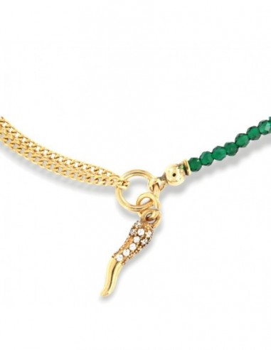 Bracciale Argento Dorato Sfere Verdi Corno [6bbcbec2]
