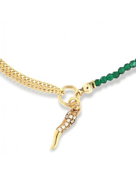 Bracciale Argento Dorato Sfere Verdi Corno [6bbcbec2]