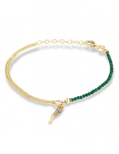 Bracciale Argento Dorato Sfere Verdi Corno [6eecf9dc]