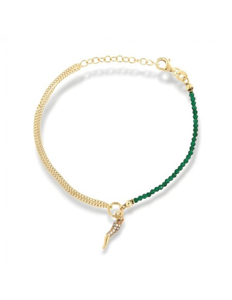 Bracciale Argento Dorato Sfere Verdi Corno [d9f138d8]