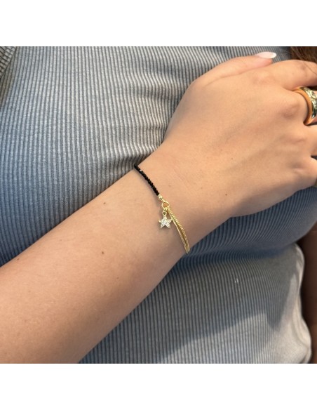 Bracciale Argento Dorato Sfere Nere Stella Marina [17c97006]