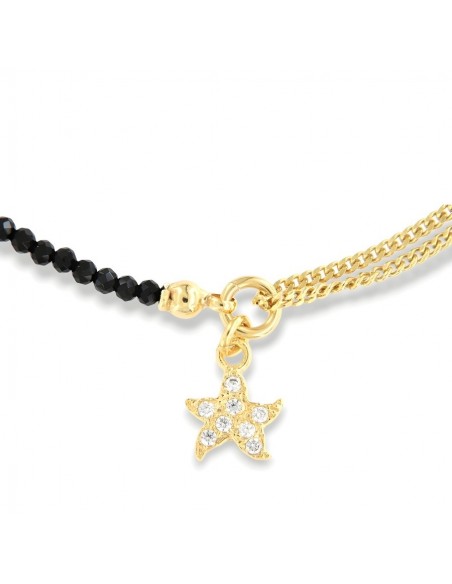 Bracciale Argento Dorato Sfere Nere Stella Marina [a0d4b102]