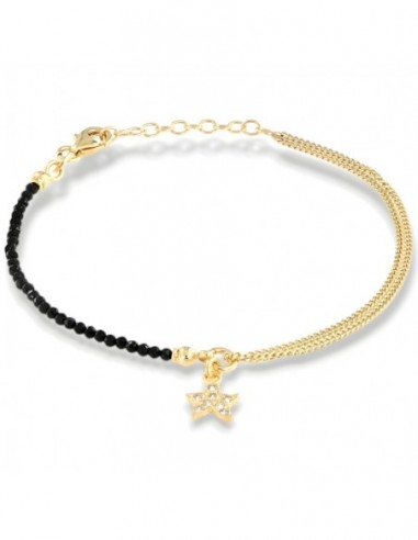Bracciale Argento Dorato Sfere Nere Stella Marina [a584f61c]