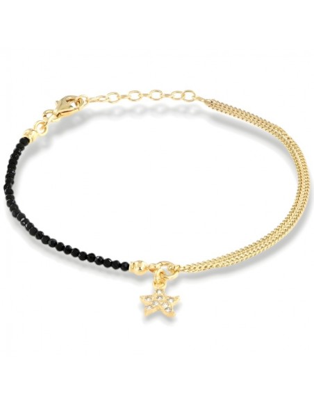Bracciale Argento Dorato Sfere Nere Stella Marina [a584f61c]