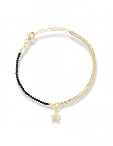 Bracciale Argento Dorato Sfere Nere Stella Marina [12993718]