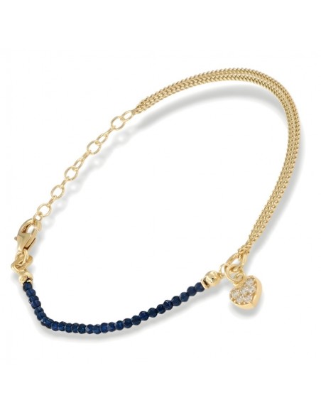 Bracciale Argento Dorato Sfere Blu Cuore [f86a5849]