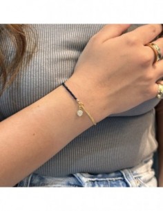 Bracciale Argento Dorato Sfere Blu Cuore [f86a5849] 2