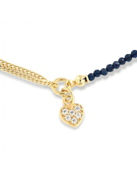 Bracciale Argento Dorato Sfere Blu Cuore [c1b2d9e7]