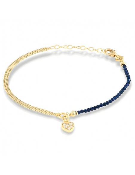 Bracciale Argento Dorato Sfere Blu Cuore [c4e29ef9]