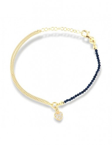 Bracciale Argento Dorato Sfere Blu Cuore [73ff5ffd]