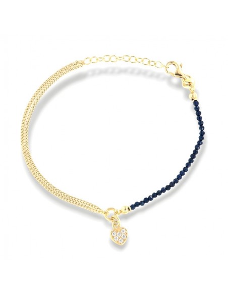 Bracciale Argento Dorato Sfere Blu Cuore [73ff5ffd]