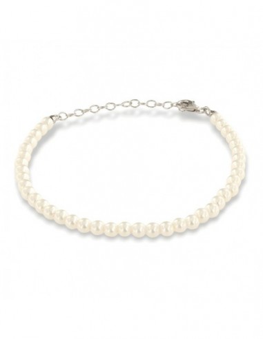 Bracciale Perle Sintetiche Bianche 4MM Chiusura Argento [8d5a5e33]