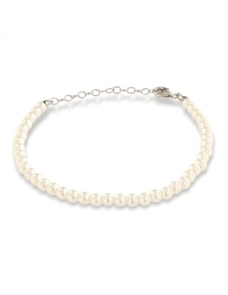 Bracciale Perle Sintetiche Bianche 4MM Chiusura Argento [8d5a5e33]