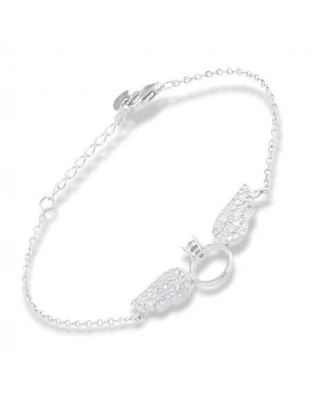 Bracciale Argento Rodiato Ali Zirconi Bianchi [7e1ff435]