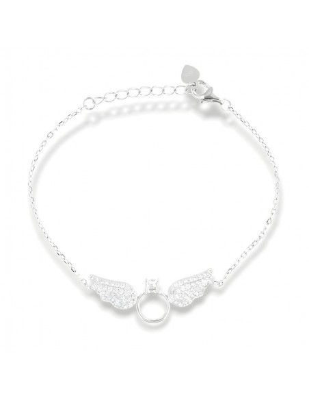 Bracciale Argento Rodiato Ali Zirconi Bianchi [9b9122f2]