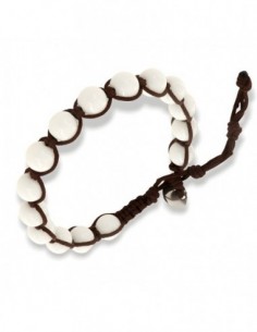 Bracciale Macramè Sfere Bianche Laccio Marrone [7092d853]