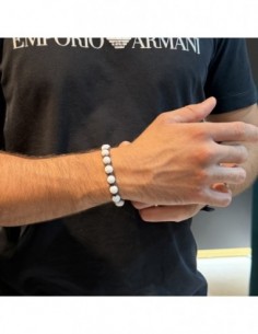Bracciale Macramè Sfere Bianche Laccio Marrone [7092d853] 2