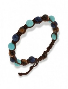 Bracciale Macramè Sfere Colorate Laccio Marrone [6c4096b9]