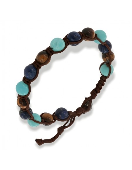 Bracciale Macramè Sfere Colorate Laccio Marrone [6c4096b9]