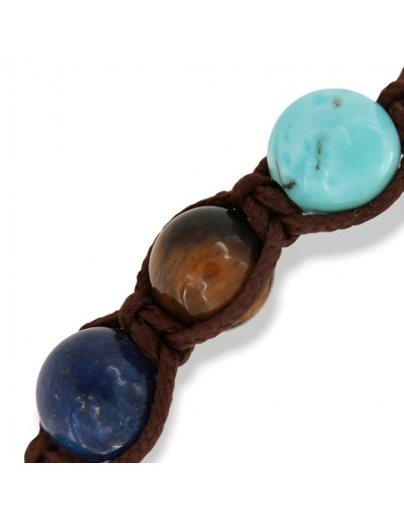 Bracciale Macramè Sfere Colorate Laccio Marrone [b39b715f]