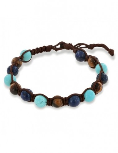 Bracciale Macramè Sfere Colorate Laccio Marrone [b6cb3641]