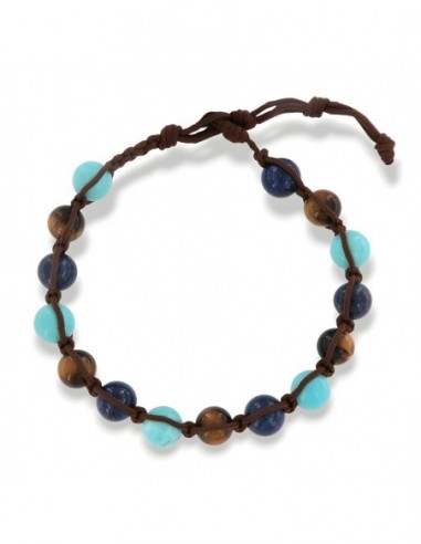 Bracciale Macramè Sfere Colorate Laccio Marrone [01d6f745]
