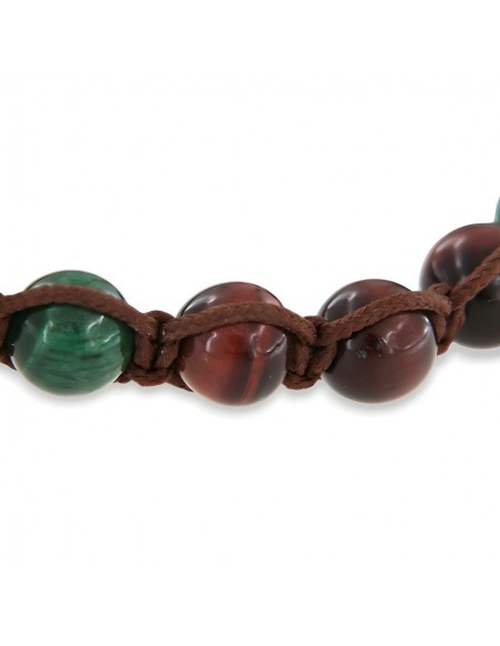 Bracciale Macramè Sfere Colorate Laccio Marrone [a170a25b]