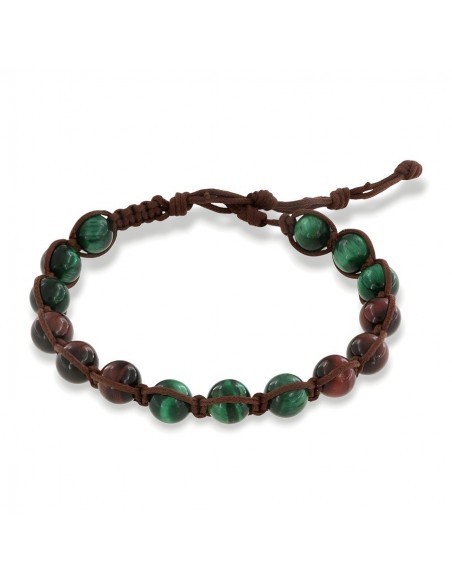 Bracciale Macramè Sfere Colorate Laccio Marrone [a420e545]