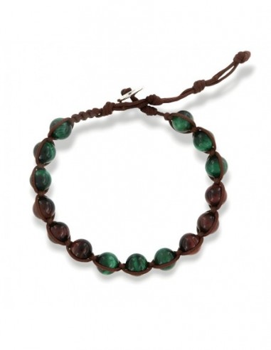 Bracciale Macramè Sfere Colorate Laccio Marrone [133d2441]