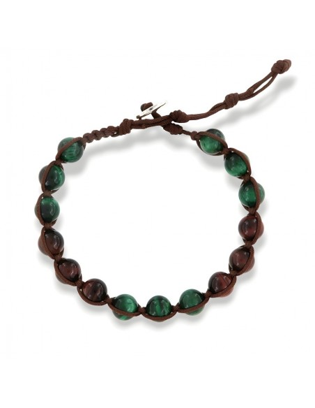 Bracciale Macramè Sfere Colorate Laccio Marrone [133d2441]
