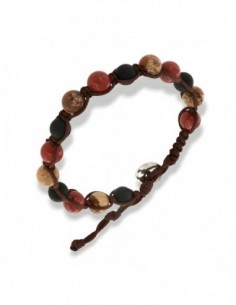 Bracciale Macramè Sfere Colorate Laccio Marrone [6910d1a7]