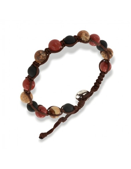 Bracciale Macramè Sfere Colorate Laccio Marrone [6910d1a7]