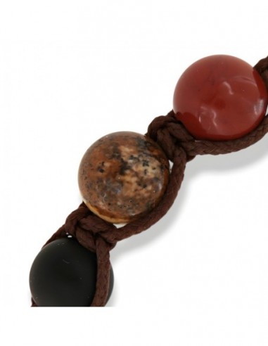 Bracciale Macramè Sfere Colorate Laccio Marrone [26dc7a5a]