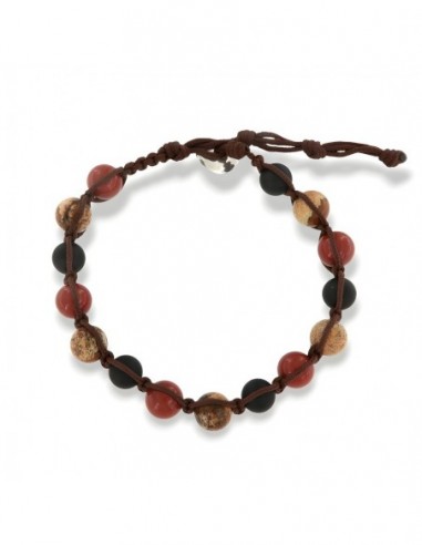 Bracciale Macramè Sfere Colorate Laccio Marrone [9491fc40]