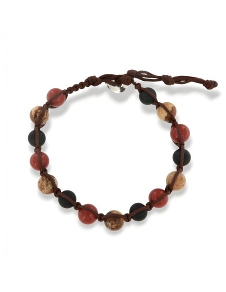 Bracciale Macramè Sfere Colorate Laccio Marrone [9491fc40]