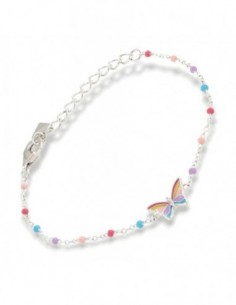 Bracciale Argento Rodiato Neonato Farfalla Sfere Colorate [5c33dd41]