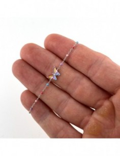 Bracciale Argento Rodiato Neonato Farfalla Sfere Colorate [5c33dd41] 2