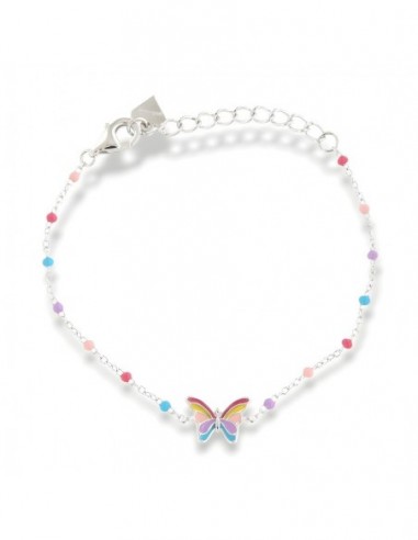 Bracciale Argento Rodiato Neonato Farfalla Sfere Colorate [a4377a50]