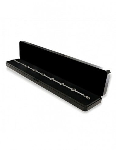 Bracciale Argento Rodiato Tennis Fiori Neri Zirconi Bianchi [e8563258]
