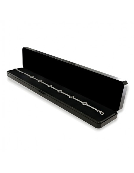 Bracciale Argento Rodiato Tennis Fiori Neri Zirconi Bianchi [e8563258]