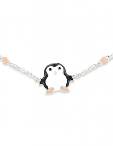 Bracciale Argento Rodiato Neonato Pinguino [f16edd99]