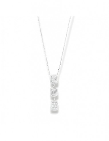 Collana Argento Rodiato Pendente Zirconi Baguette [9609ad3d]