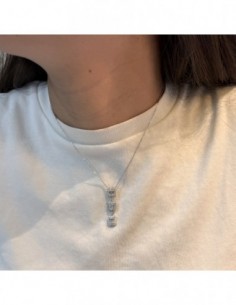 Collana Argento Rodiato Pendente Zirconi Baguette [9609ad3d] 2