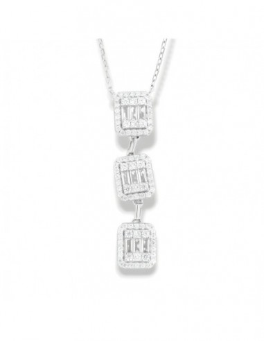 Collana Argento Rodiato Pendente Zirconi Baguette [73c45a2e]