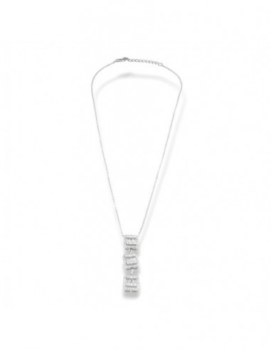 Collana Argento Rodiato Pendente Zirconi Baguette [76941d30]