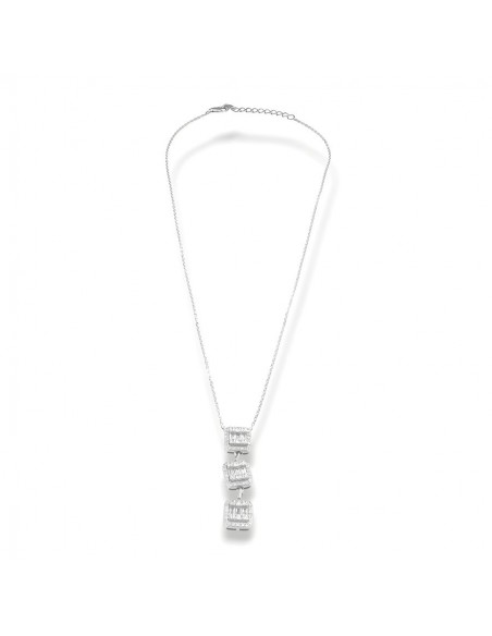 Collana Argento Rodiato Pendente Zirconi Baguette [76941d30]