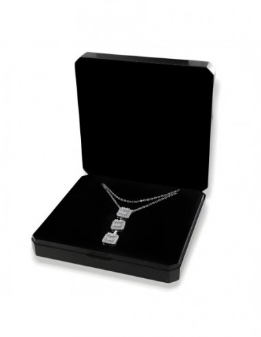 Collana Argento Rodiato Pendente Zirconi Baguette [c189dc34]
