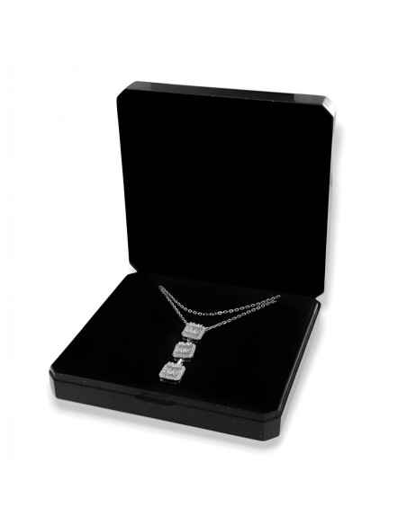 Collana Argento Rodiato Pendente Zirconi Baguette [c189dc34]