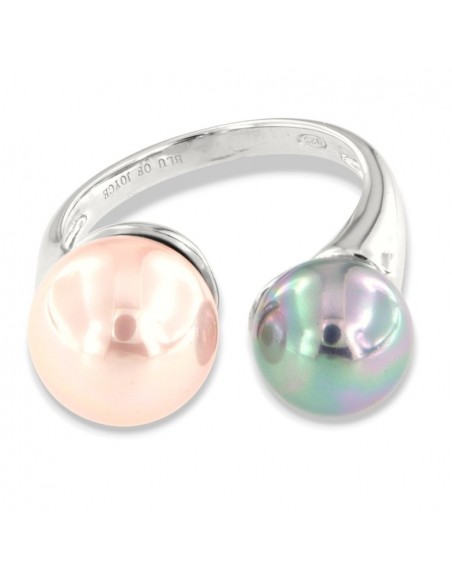 Anello Argento Rodiato Perle Bilogy [837daad7]