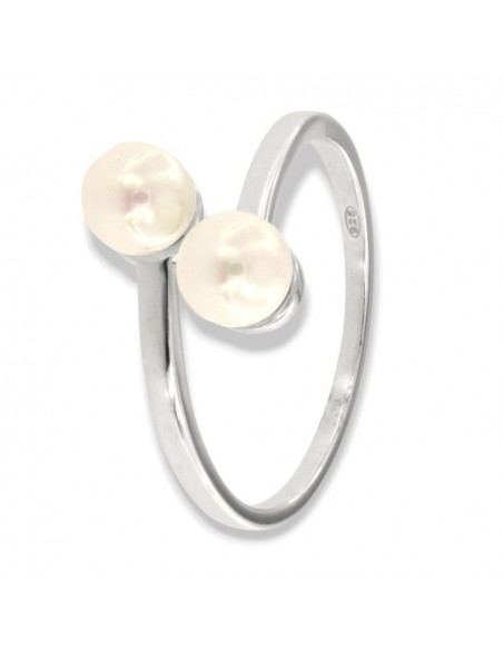 Anello Argento Rodiato Perle 6MM Bilogy [0f8f80a4]